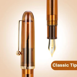 Jinhao Dadao Transparent Acrylic Fountain Pen - Elegant Writing Instrument for Office and School Supplies (Transparent Coffee)