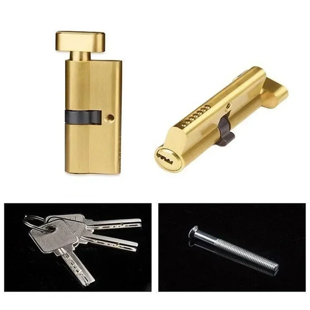 Door Lock Cylinder Aluminum Thumb Turn Cylinder Door Lock Core With 3 Keys Security Anti-theft Furniture Locks Keys