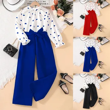 Children's Clothes Spring Love Printed Long Sleeve Little Girl Clothes Kids Korean Style Suit Layettes For Newborns 1