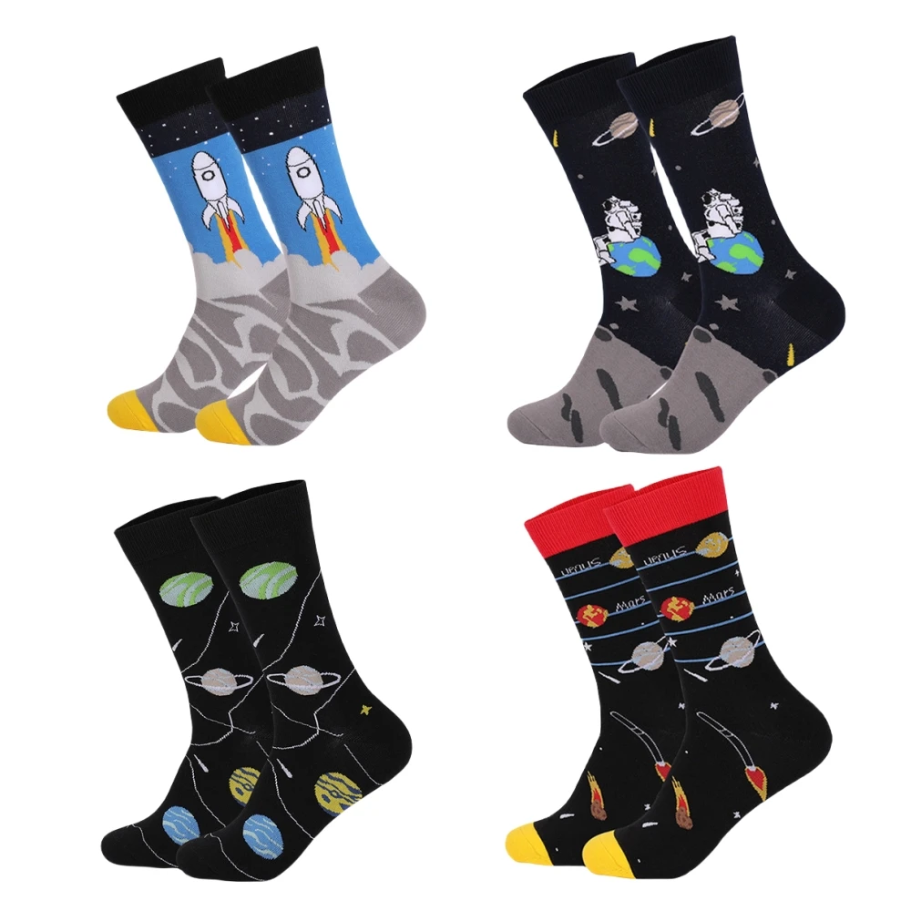 

New Men's Large Edition Universe Series Soft Cotton Tube Socks Planet Constellation Astronaut Art Galaxy Unisex Dropship