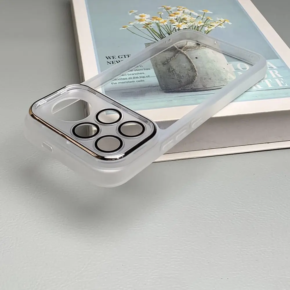Clear Transparent TPU PC Silicone Case with Lens Film Cover and Bumper Protection