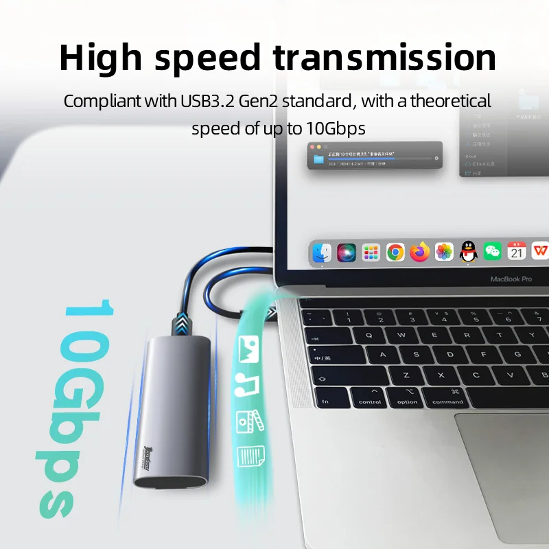 SSD enclosure CoolFish M2 SSD Case NVMe Protocol 10Gbps M.2 to USB Type C 3.2 Gen 2 Portable NVMe External Enclosure SSD Box