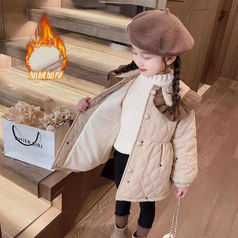 1-11Years Toddler Baby Winter Cotton Padded Jacket for Girls Cute Warm Overcoat Children Outwear Coats 4 5 6 7 8 9 10