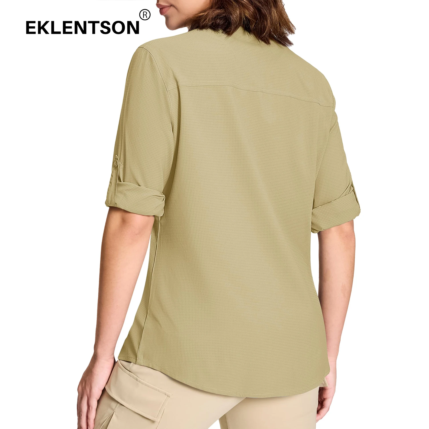 Fishing Shirts EKLENTSON Sun Protection Fishing Shirt Women's Long Sleeve Button Down Shirts Quick Dry Cooling Hiking Safari Tops