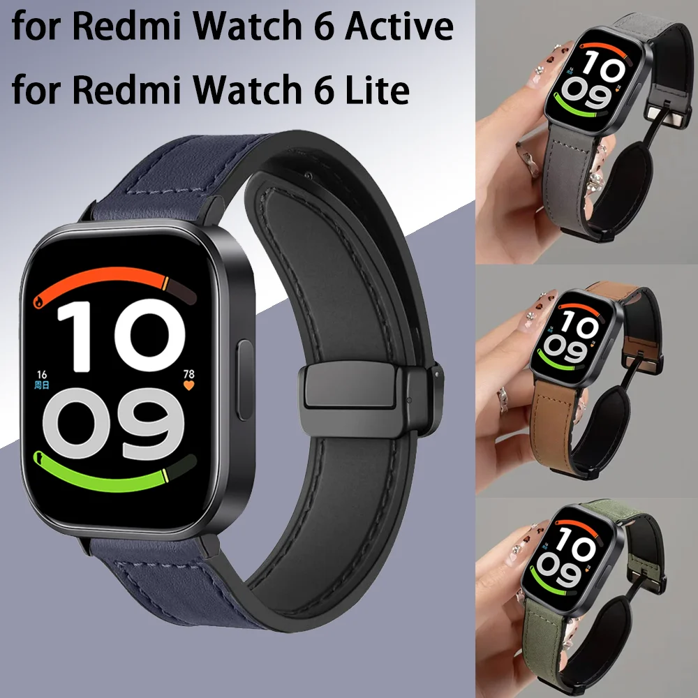Versatile Sports Silicone and Leather Strap with Magnetic Buckle Wristband