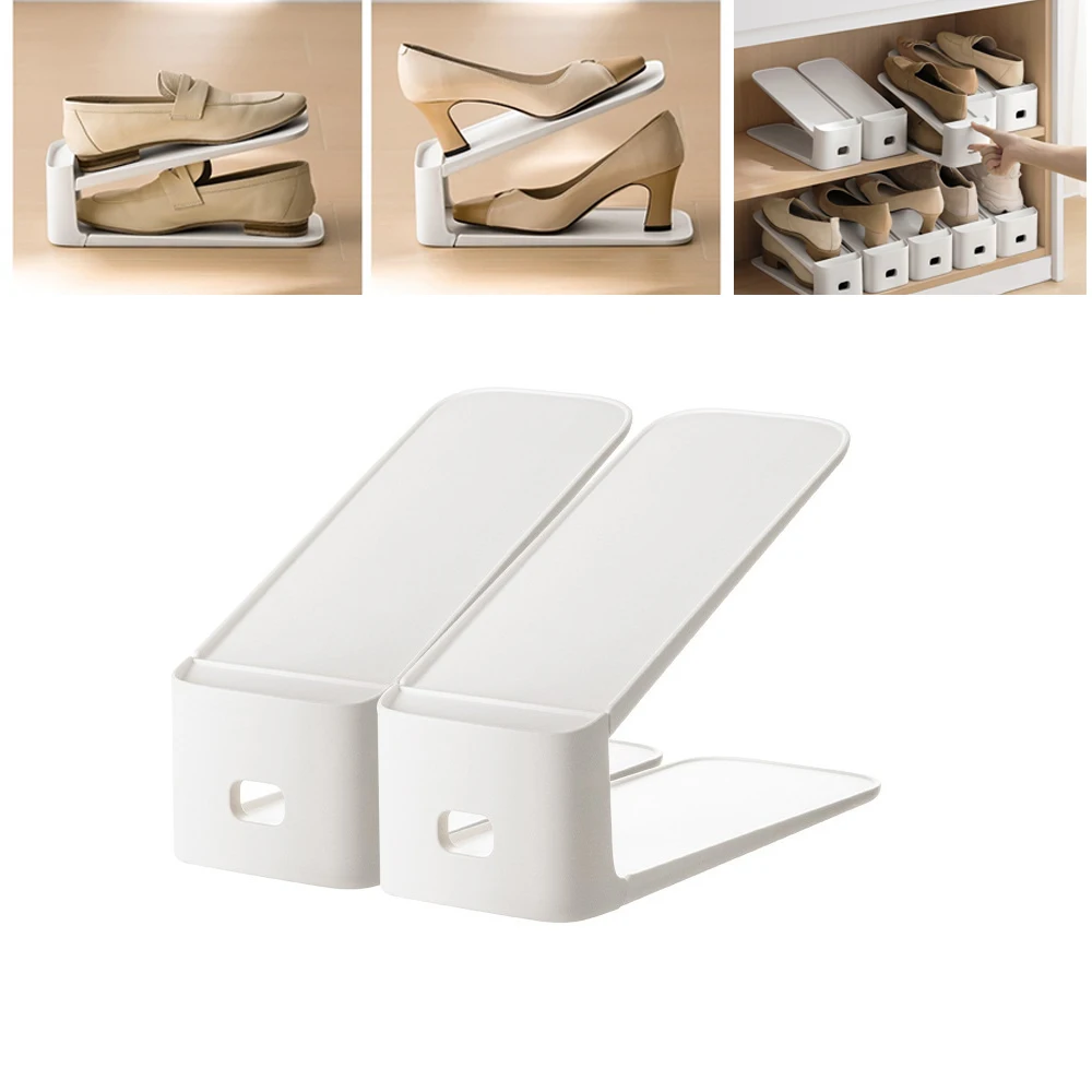 Adjustable Shoe Stacker Shoe Slots Organizer Slots Space Saver Double Deck Rack Holder For Closet Organization