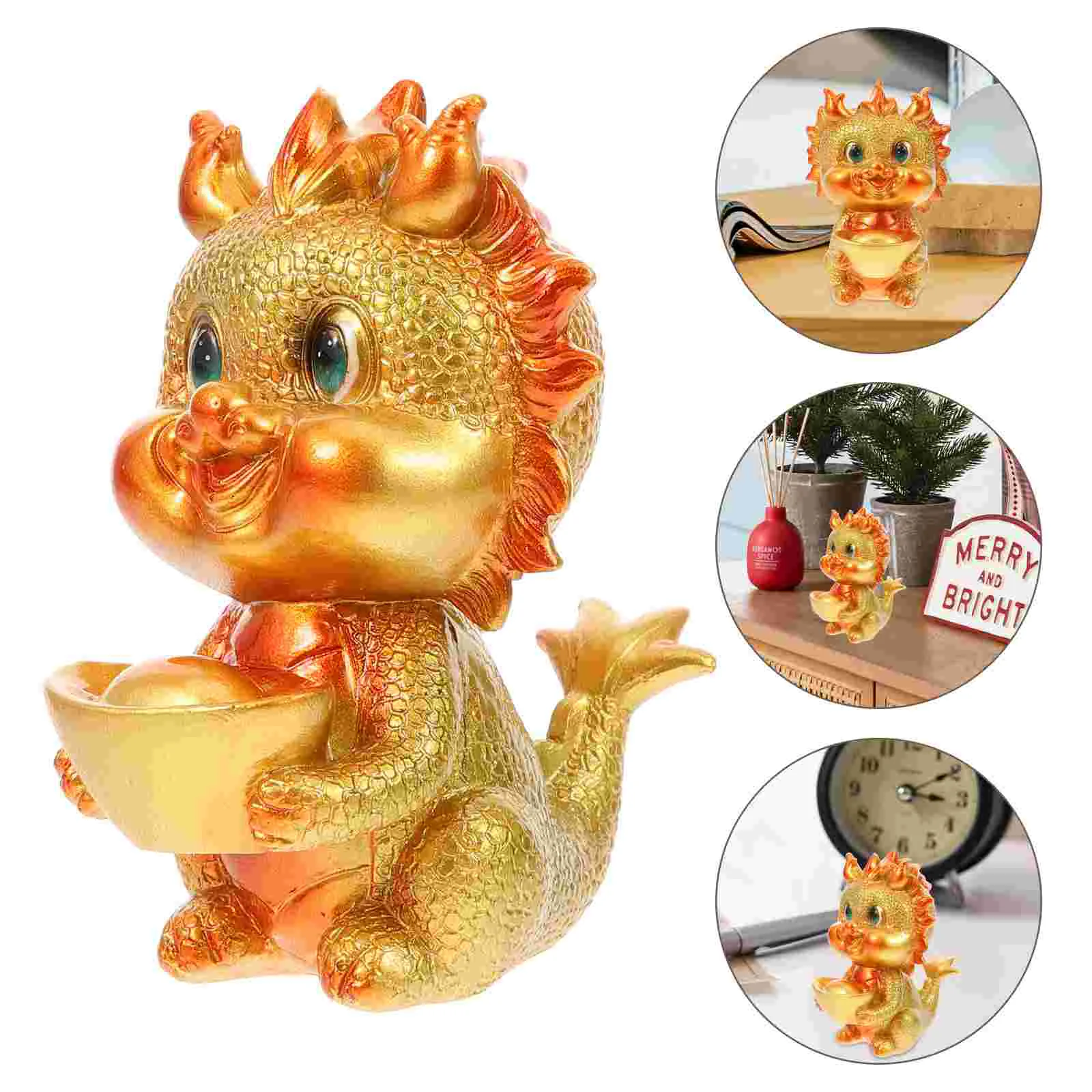 

Chinese Miniature Dragon Resin Figurines 2024 Year Statue Good Fortune Wealth Prosperity Toppers Fairy Garden Car Decor