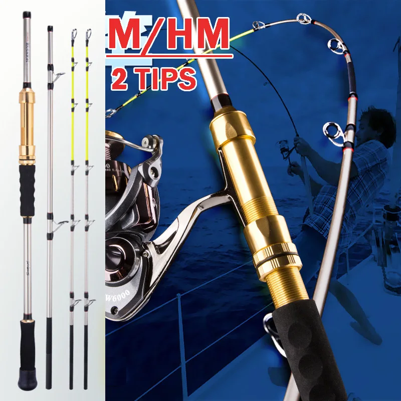 Carbon Boat Fishing Rod Iron Plate Rod M/MH 2 Tips Slow Rocking