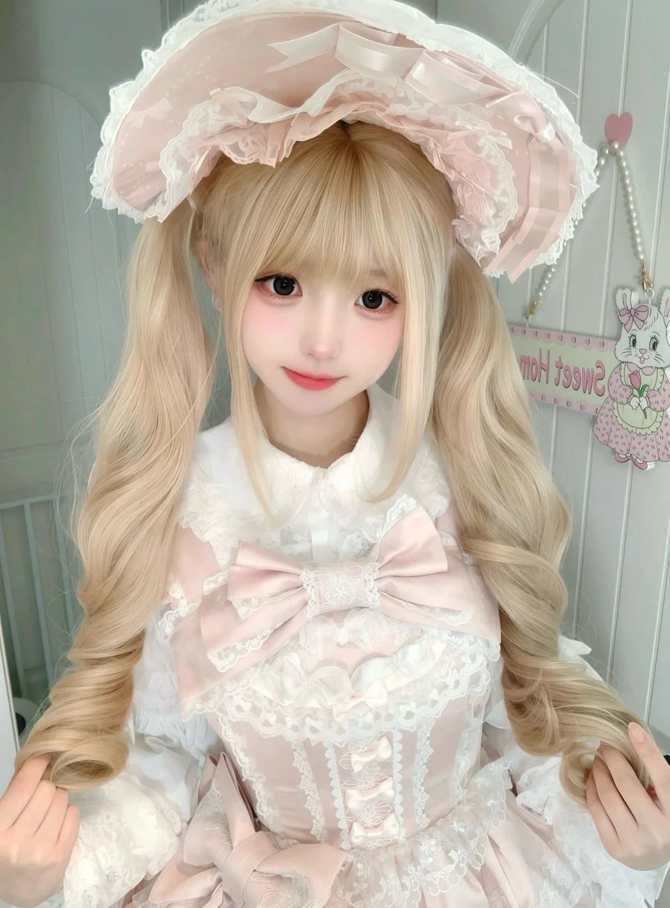 Synthetic Blonde Bob Wig for Women with Curly Ponytail