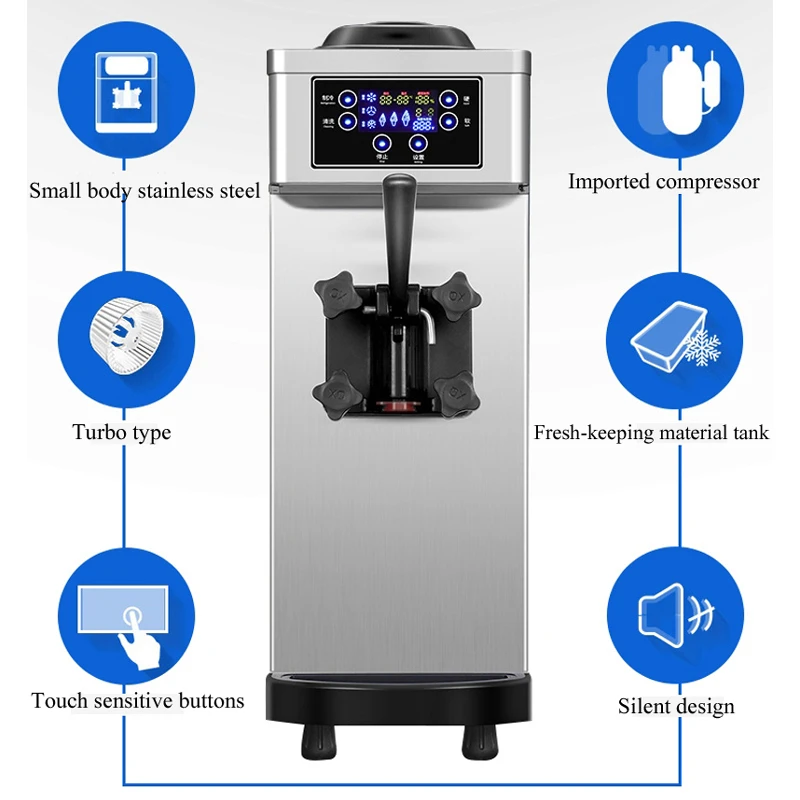 Commercial Ice Cream freezer Machine 3-flavor Yogurt Maker One-click Clean 18L/H LCD Display soft ice cream machine