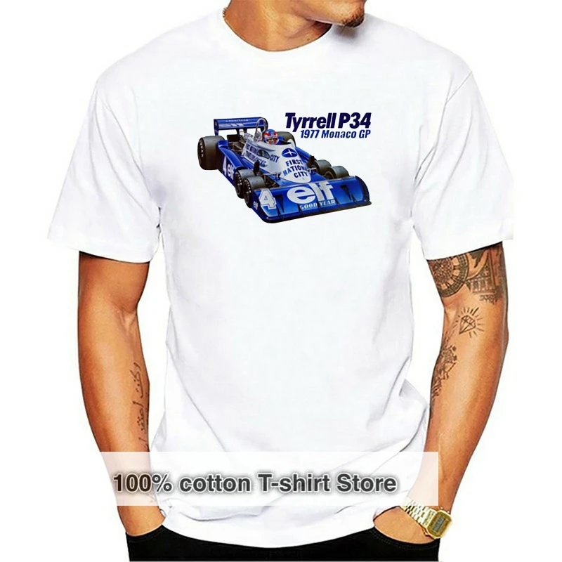 Tyrrell P34 Grand Prix Car Coaster Racing Sport Design T Shirt Unisex Bianco (1)