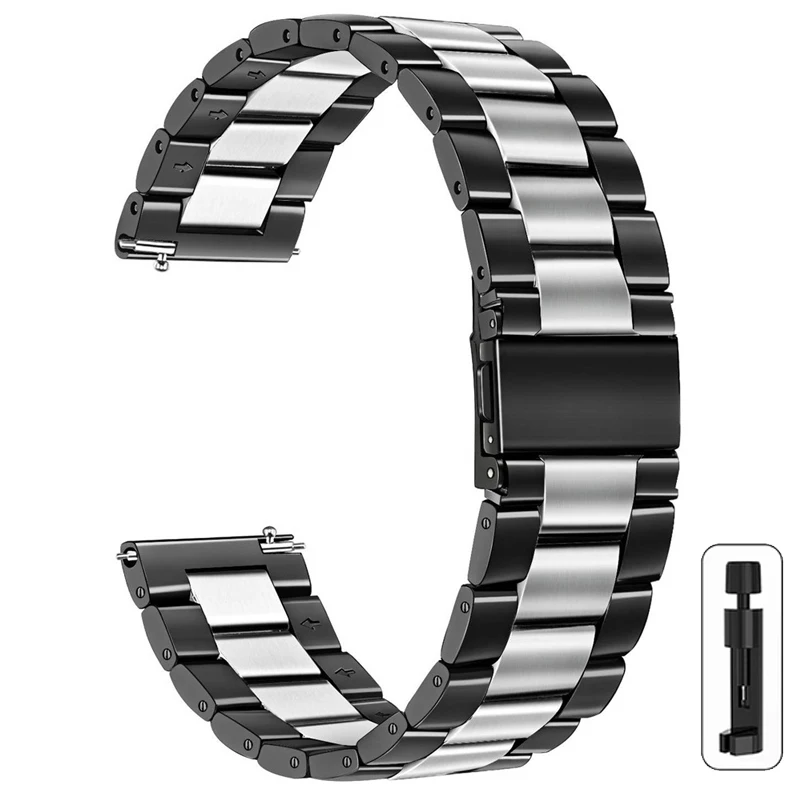 Enhanced Stainless Steel Metal Watch Band - 22mm/20mm Adjustable Strap
