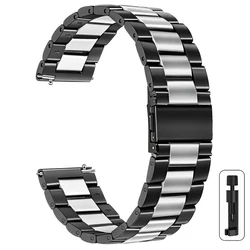 Enhanced Stainless Steel Metal Watch Band - 22mm/20mm Adjustable Strap for 20mm (Black Sliver-Tool)