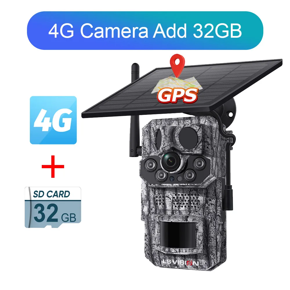 Xega 4G Solar Cellular Trail Camera With Live Feed, 2K GPS 7800mAh Wildlife Camera, No Glow 940nm Night Vision Motion Detection Instant Alarm 2-Way Audio Cloud/TF, Only Support The Build-in SIM - Foto 3