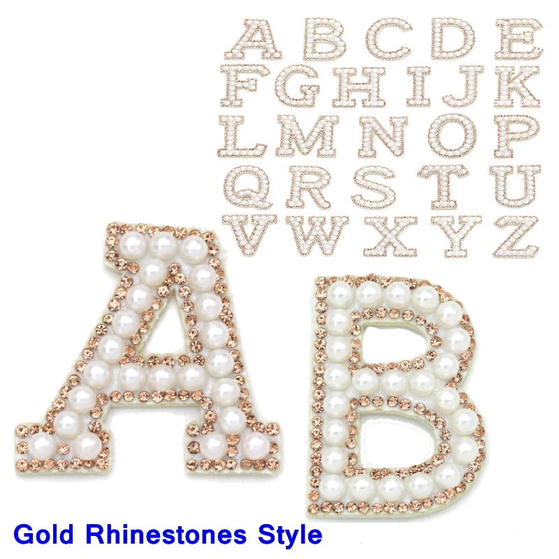 A-z Black Silver Gold Iron On Letters 3d Letter Patches Patch Thermocollant  Pour Vetement Clothes Patches - Rhinestones - AliExpress