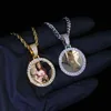 25mm Personalized Memory Picture Circle Necklace Women Iced Out 18K Gold Custom Photo Frame Locket Pendant Necklace