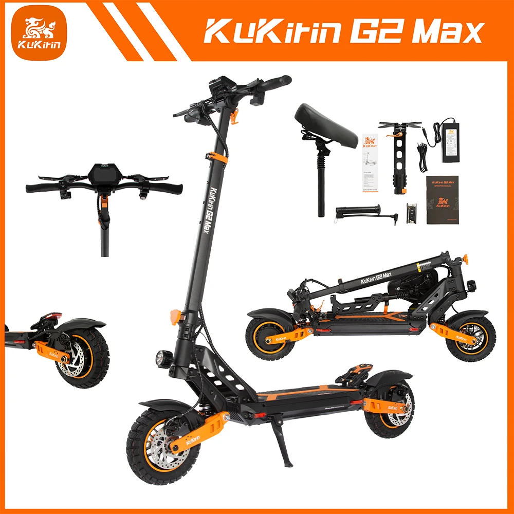 Kukirin G2 Max Scooter elettrico per tutti i terreni per adulti Motore 1200W Batteria 48V 20Ah Velocità massima 55 km/h 70 km Lungo raggio 10"