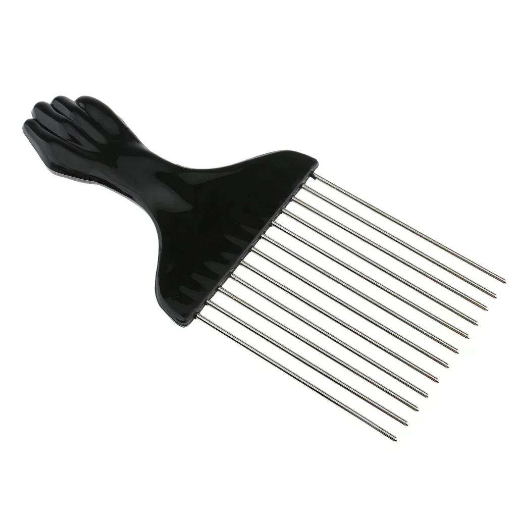 Black Fist Afro Pick Metal Wide Teeth Hair Comb For Volumizing Hair Styling Anti-static Comb Brush Detangling Comb 5