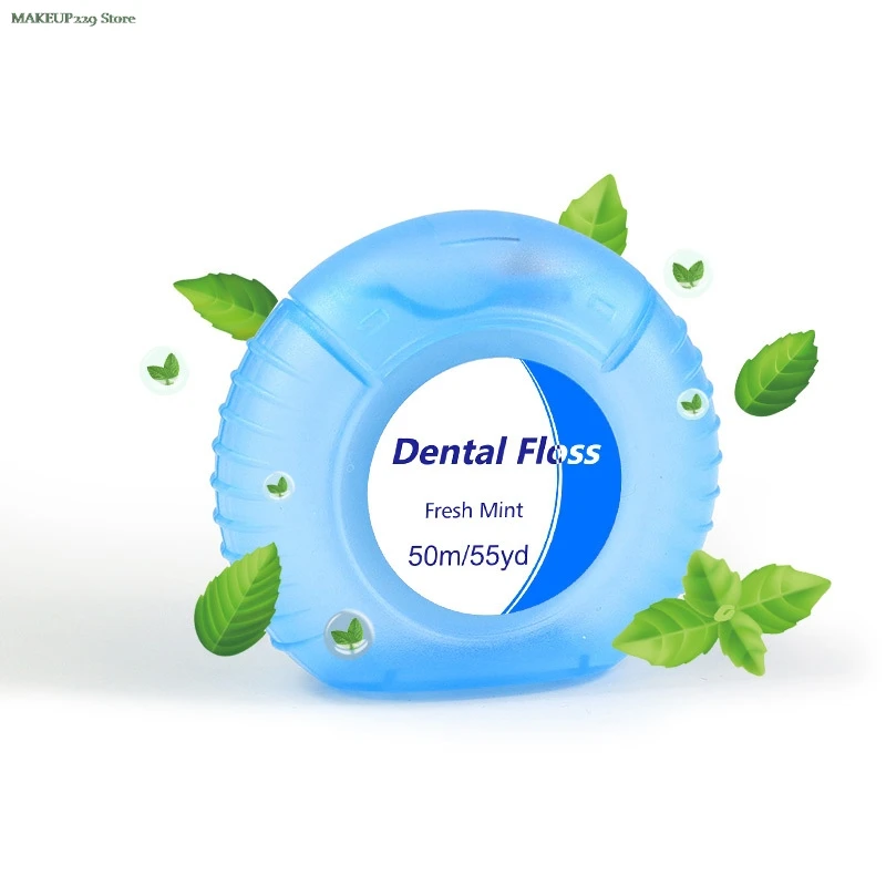Dental Flosser Oral Hygiene Teeth Cleaning Wax Mint Flavored Dental Floss Spool Toothpick Teeth Flosser 1 Roll 50m dental floss