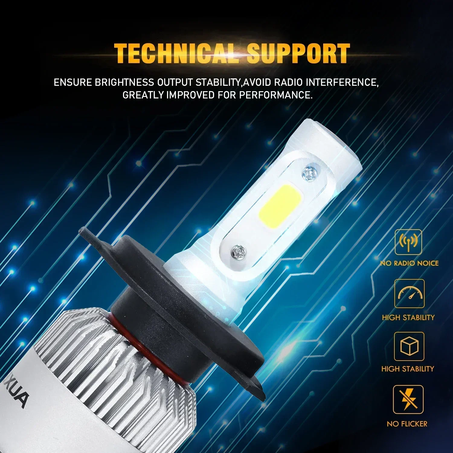 Auxbeam 72W 8000lm Car LED Headlight Bulbs H7 H1 H3 9005 9006 9012 COB Auto Headlamp Car Light 8000lm 6500K Series F-S2