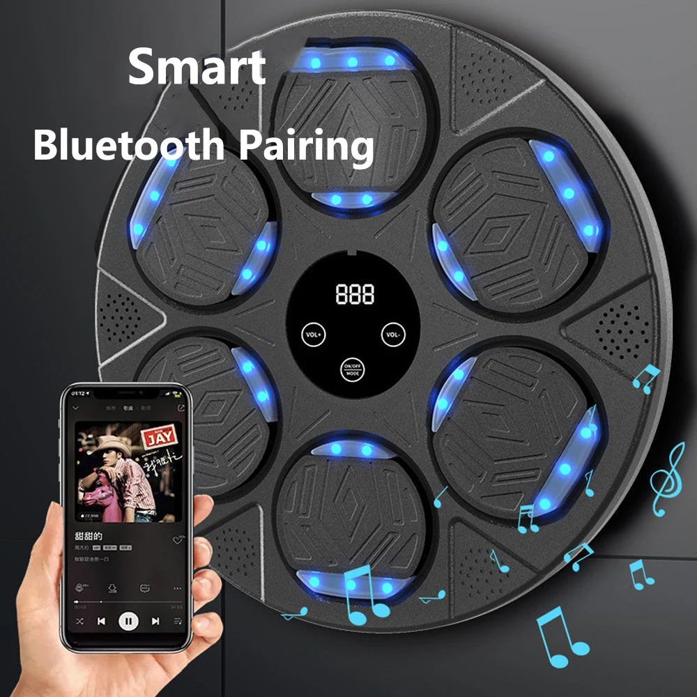 Music Boxing Machine with Gloves Blueteeth Connected Smart Wall Target Sandbag Agility Reaction Training For Boxing Sports Relax
