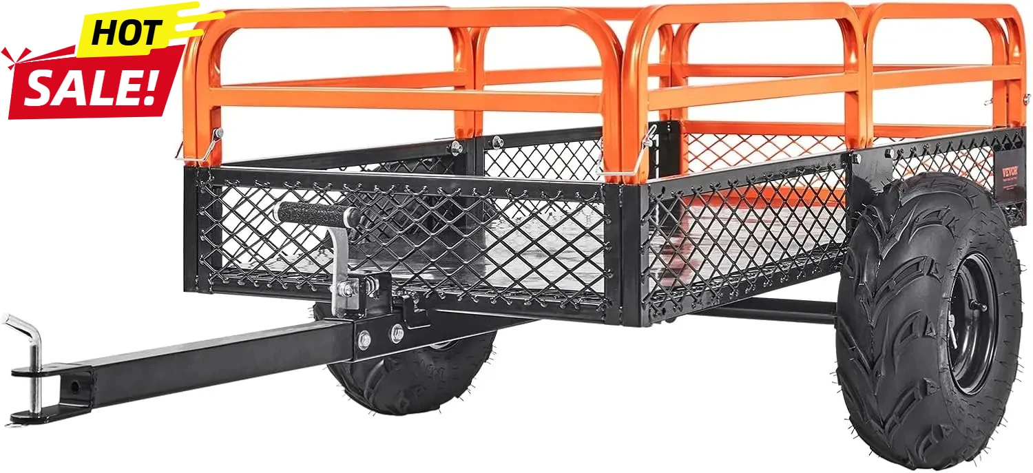 Hot sales ATV UTV Trailer Tow Behind Dump Cart, 1500lbs 15 Cubic Feet, Heavy Duty Yard Garden Trailer Pull Behind Dump Trailer f