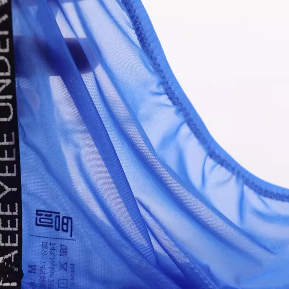 Ropa interior triangular transparente de seda de hielo para hombre, bragas de cintura baja, lencería sin costuras, calzoncillos elásticos suaves transpirables