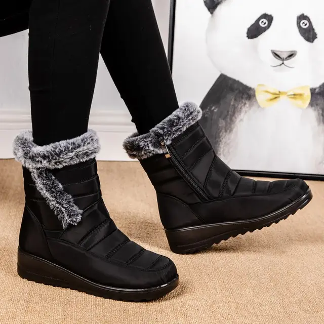 Knee High Winter Boots Waterproof Men Waterproof Warm Fur Lining