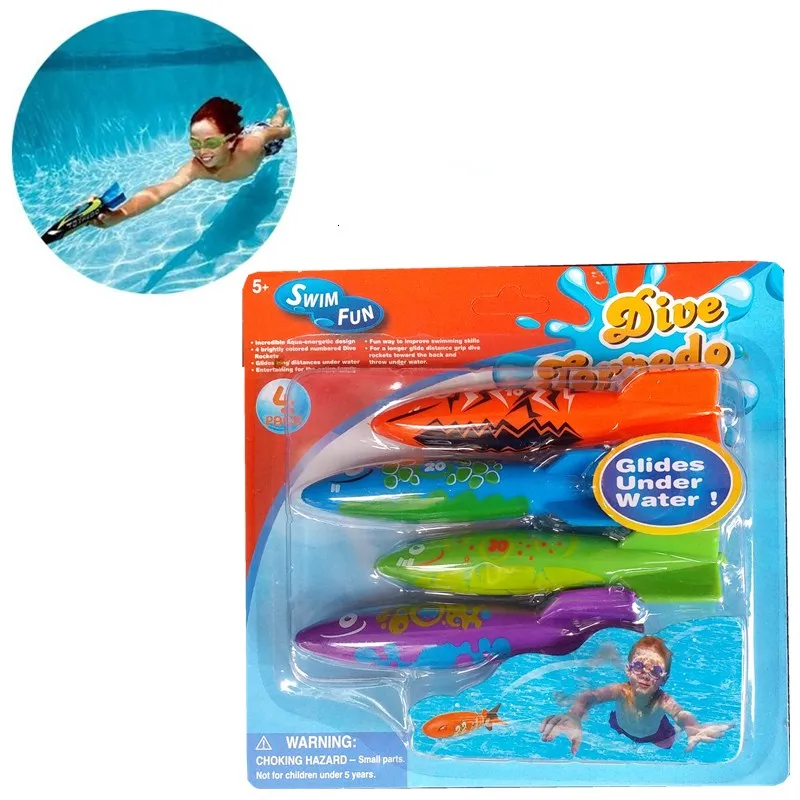 New Summer Torpedo Rocket Throwing Toy Funny Swimming Pool Diving Game Toys Children Underwater Dive Toy #CS 2