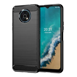 Sleek Carbon Fiber Silicone Phone Case with Brushed Texture for Nokia XR20 (Black)