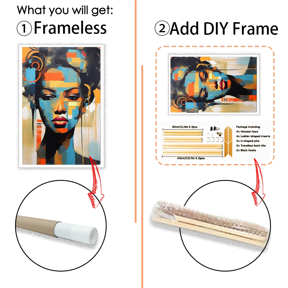 1 Pc Customized Photos on Canvas with DIY Wood Frame or frameless poster,Personalized Custom Photos for Your Lover,family,friend 5