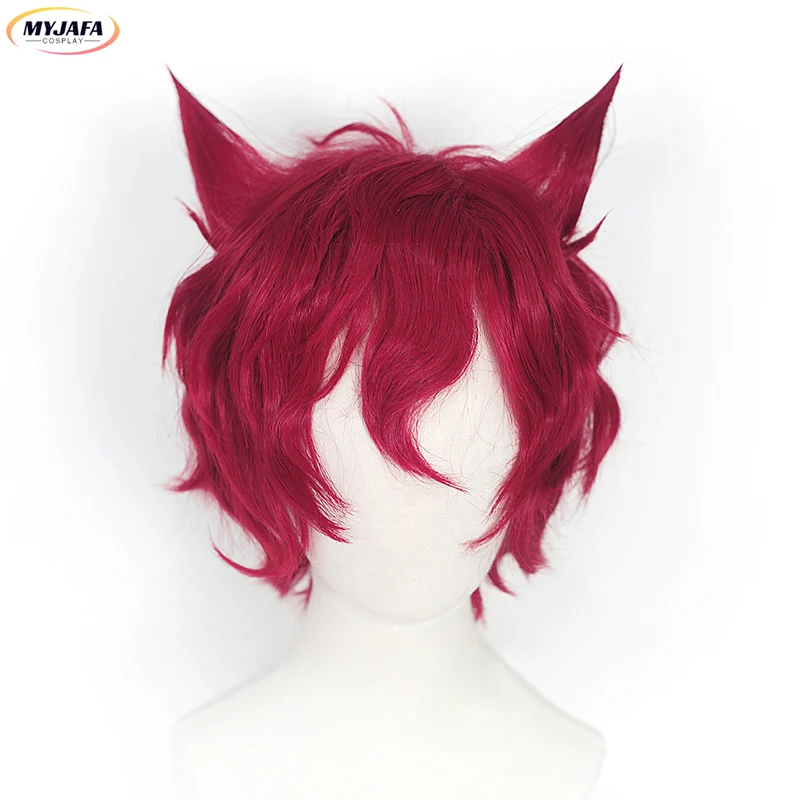 Sett Cosplay Perücke Spiel LOL Heartsteel Sett 30 cm Kurze Lockige Weinrot Männer Perücke Hitzebeständige Synthetische Haar Anime Perücken + perücke Kappe – Detail 1