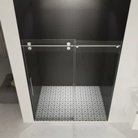 56- 60inch Width X 70inch High Frameless Sliding Shower Door, Glass Door with 0.315inch (8 mm) Transparent 3C Tempered Glass, Stainless Steel Hardware, Chrome 2