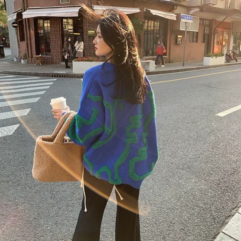 Korean Style Kawaii Dinosaur Cartoon Sweater - Long Sleeve Winter Pullover