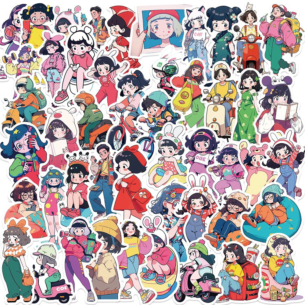 

10/30/50PCS Kawaii Cartoon Anime Girl Stickers Laptop Notebook Guitar Helmet Waterproof Graffiti Sticker Decals for Kid Toy Gift