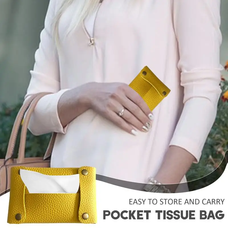 Pocket Tissue Bag Reusable Soft Tissue Holder Tissue Storage Bag Paper PU Leather Case Sanitary Bags For Bathroom Small Items 4