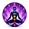 Meditating Namaste Lotus Pose Print Acrylic Wall Clock For Living Room Colorful Chakra Modern Design Home Decor Yoga Wall Watch 1