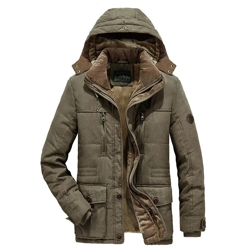 

Thick Trench WinterJacket Military Cargo Jackets s Plus Size Velvet Warm Coat Parka Fleece Hooded Men Winter