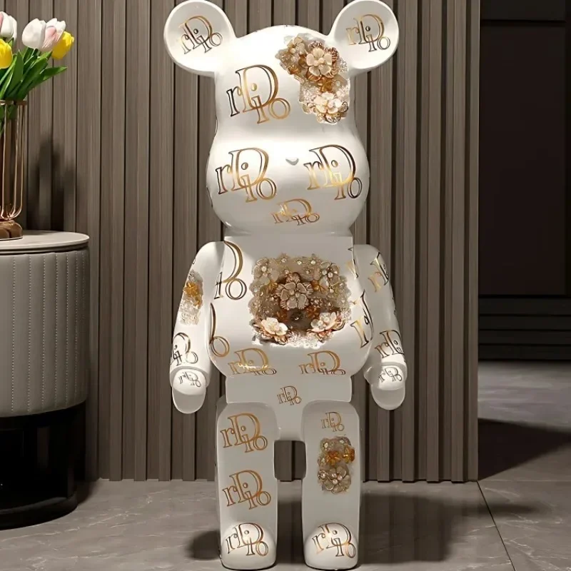 Luxury Bear Ornaments for Living Room, Floor-standing Piggy Bank, Large Ornaments, Can Store, High-end Home Decorations, 80cm 2