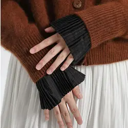 Ruffles Pleated Fake Sleeves Ruched Chiffon Fake Cuffs Sweater Horn Cuffs Clothing Decoration Fake Flared Sleeves