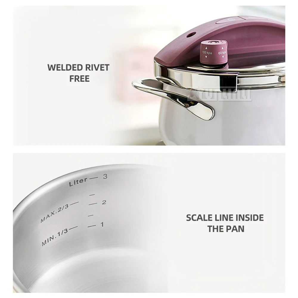 Upgrade 3L Cookware Pressure Cooker 304 Stainless Steel Thickened Pressure Cooker Kitchen Appliances