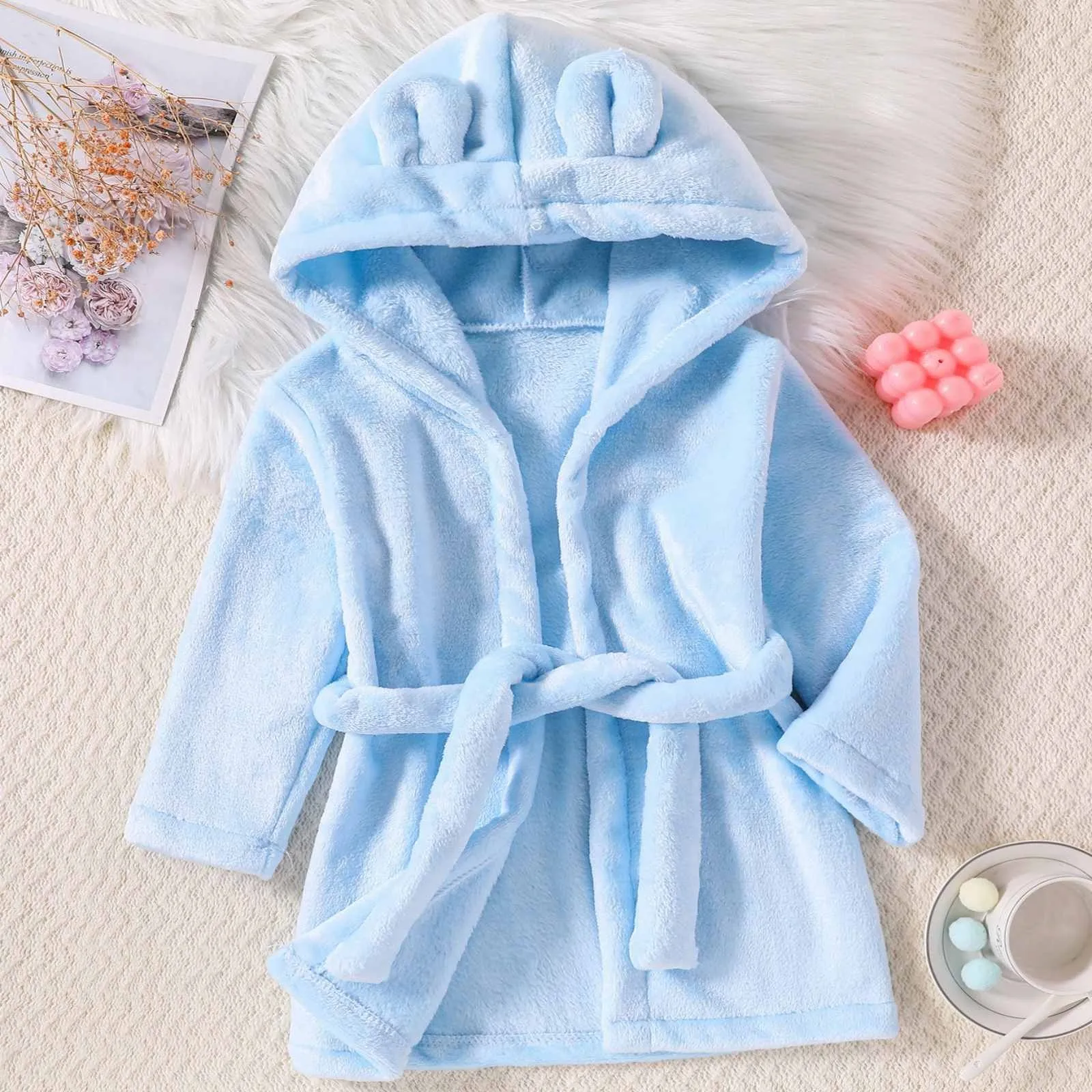 Kids Pajamas Set Flannel Pajamas Child Bathrobe Kids Robe Kids Baby Hooded Pijama Boys Girls Autumn Winter Warm Flannel Fleece Towel Bath Robe Bathrobe Soft Pajamas Sleepwear 1-7 years
