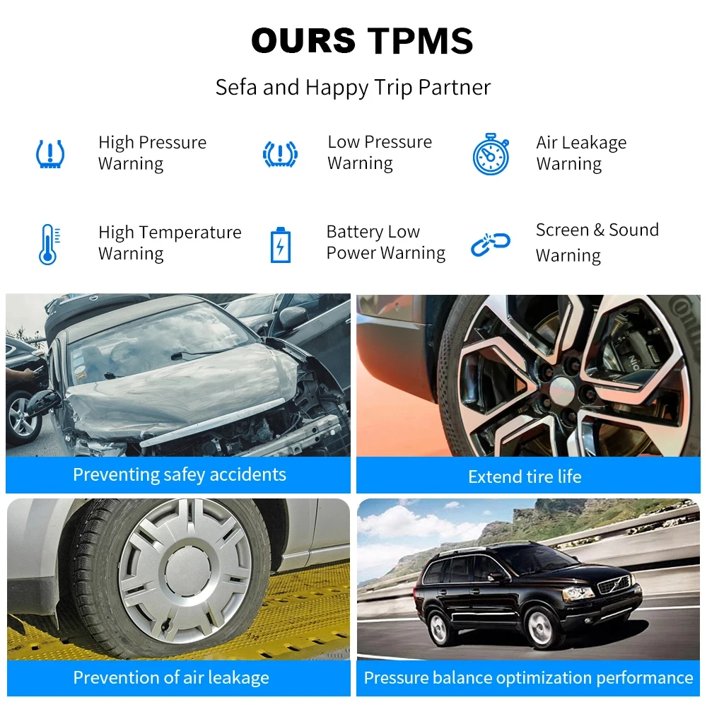 Solar Power TPMS Car Tire Pressure Alarm Monitor Intelligent Auto Security Alarm Digital Tyre Pressure Temperature Warning car tire pressure monitor