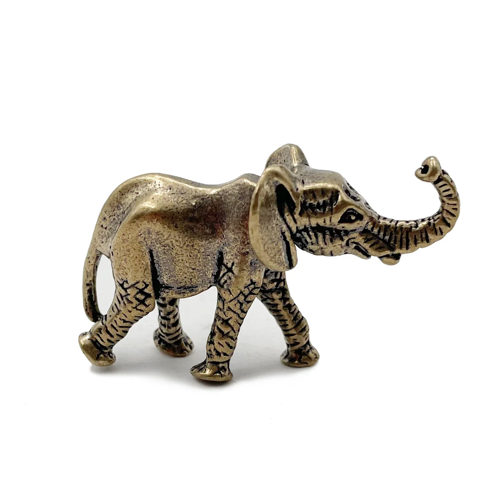 Antique Bronze Minature Elephant Figurines Tea Pet Table Ornament Decorations Solid Copper Animal Crafts Home Decor Living Room ornament crafts miniature figurines miniature ornament