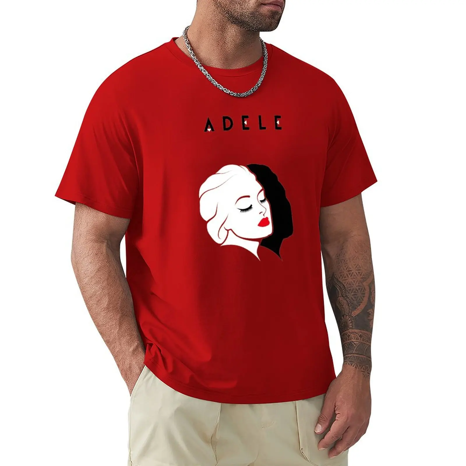 Adele, T-Shirt Adele Blacks Boys Animal Print Fruit Of The Loom Magliette Da Uomo