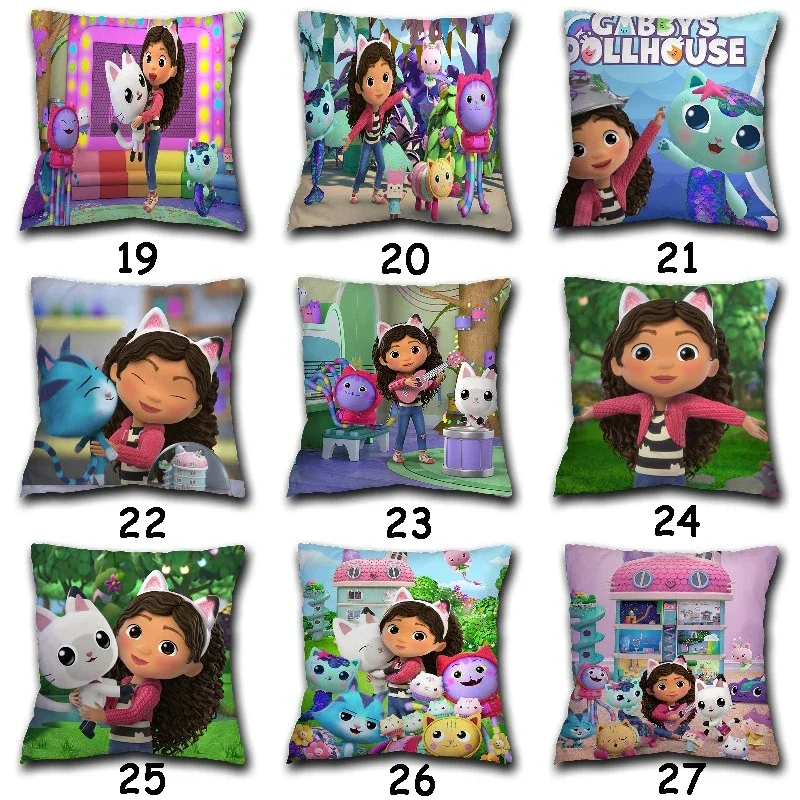 Kids Stylish Gabbys Dollhouse Gabby Cats Pillow Case Cushion Cover 45x45cm Pillow Cover Decorative Pillows Pillowcase for Home