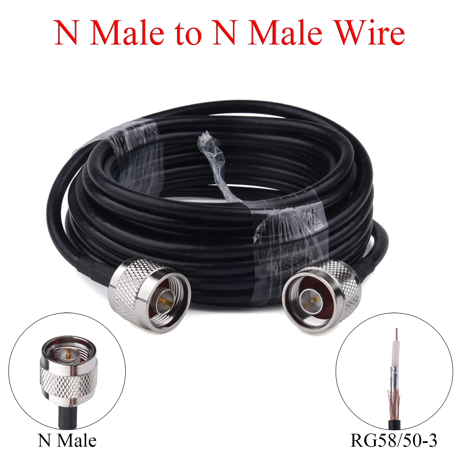 Antenna Pigtail Cable 1-20M RG58/50-3 RF Coaxial Cable N Male to Male Extension For 4G LTE Antenna Signal Booster