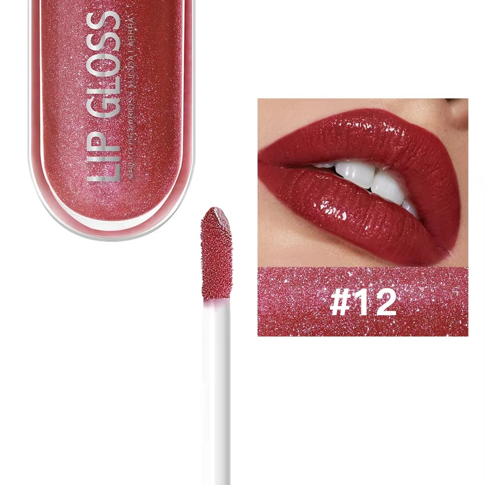 12-color mirror fine flash liquid lipstick waterproof sweatproof non-stick cup lip gloss