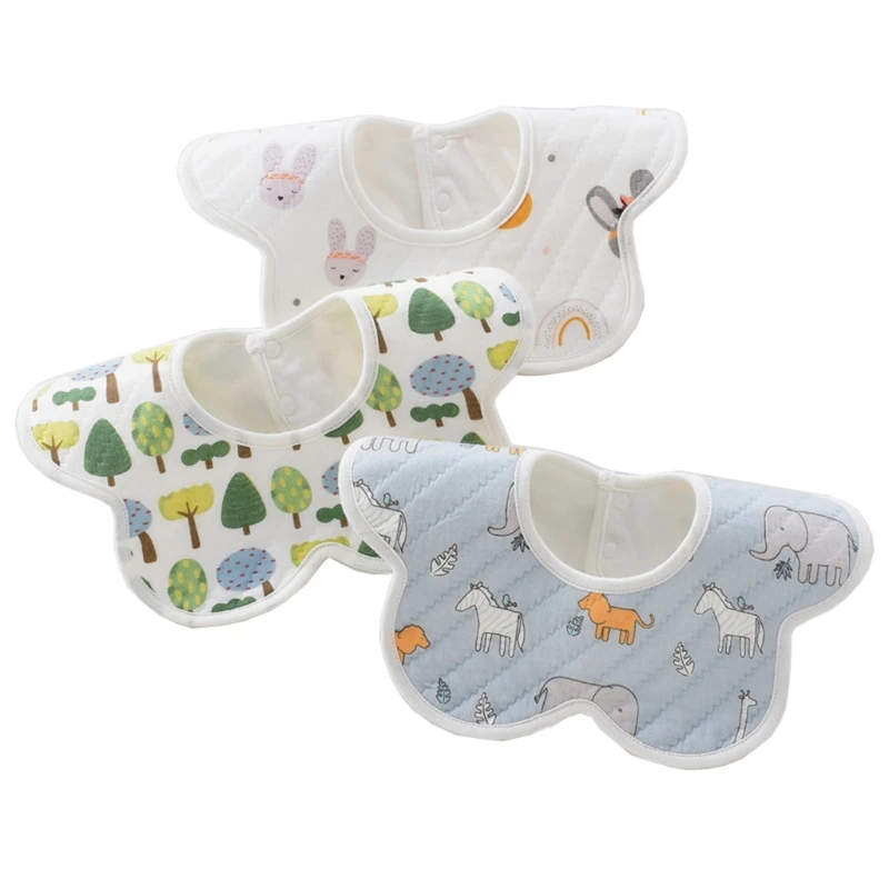 

3 шт., вращающаяся на 360 градусов ткань для отрыжки с мультяшным принтом, детский нагрудник, утепленное хлопковое полотенце со