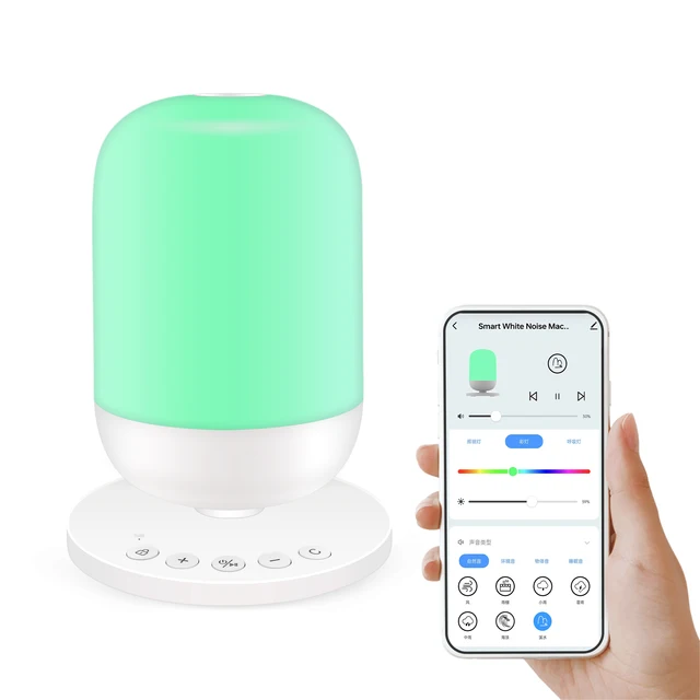 Machine Intelligente à Bruit Blanc pour le Sommeil de Bébé, Veilleuses Colorées, 34 Sons Apaisants, Prise en Charge de l'Application Tuya, Télécommande 1